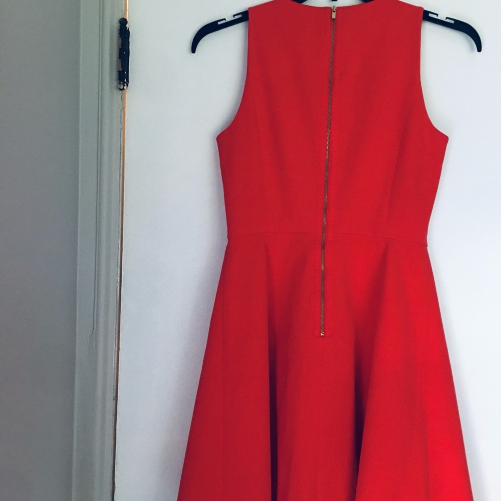 Banana Republic Dress Sz 6 Red Fit & Flare Sleeveless Below Knee Zipper Y2K - Picture 3 of 9